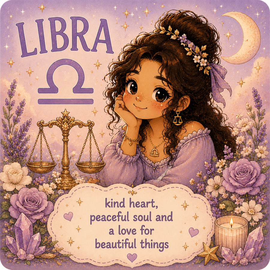 Cute Libra star sign magnet